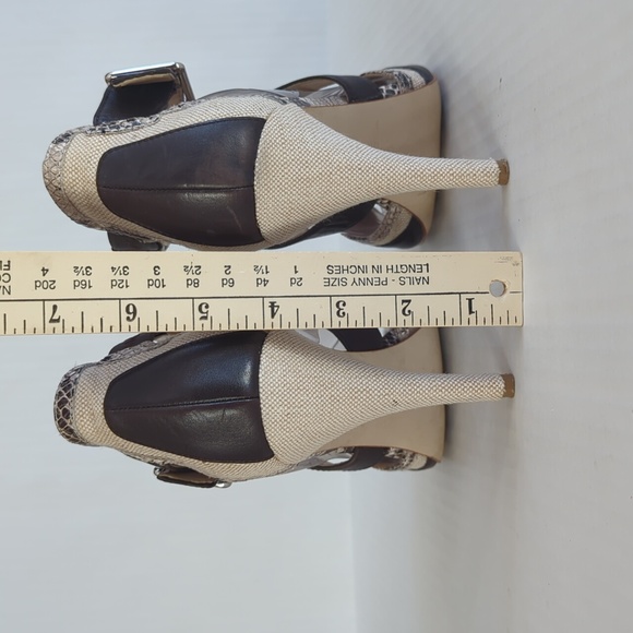 Calvin Klein Zahara Snakeskin Print Pattern Strappy High Heels 9M Tan Brown - Picture 14 of 16